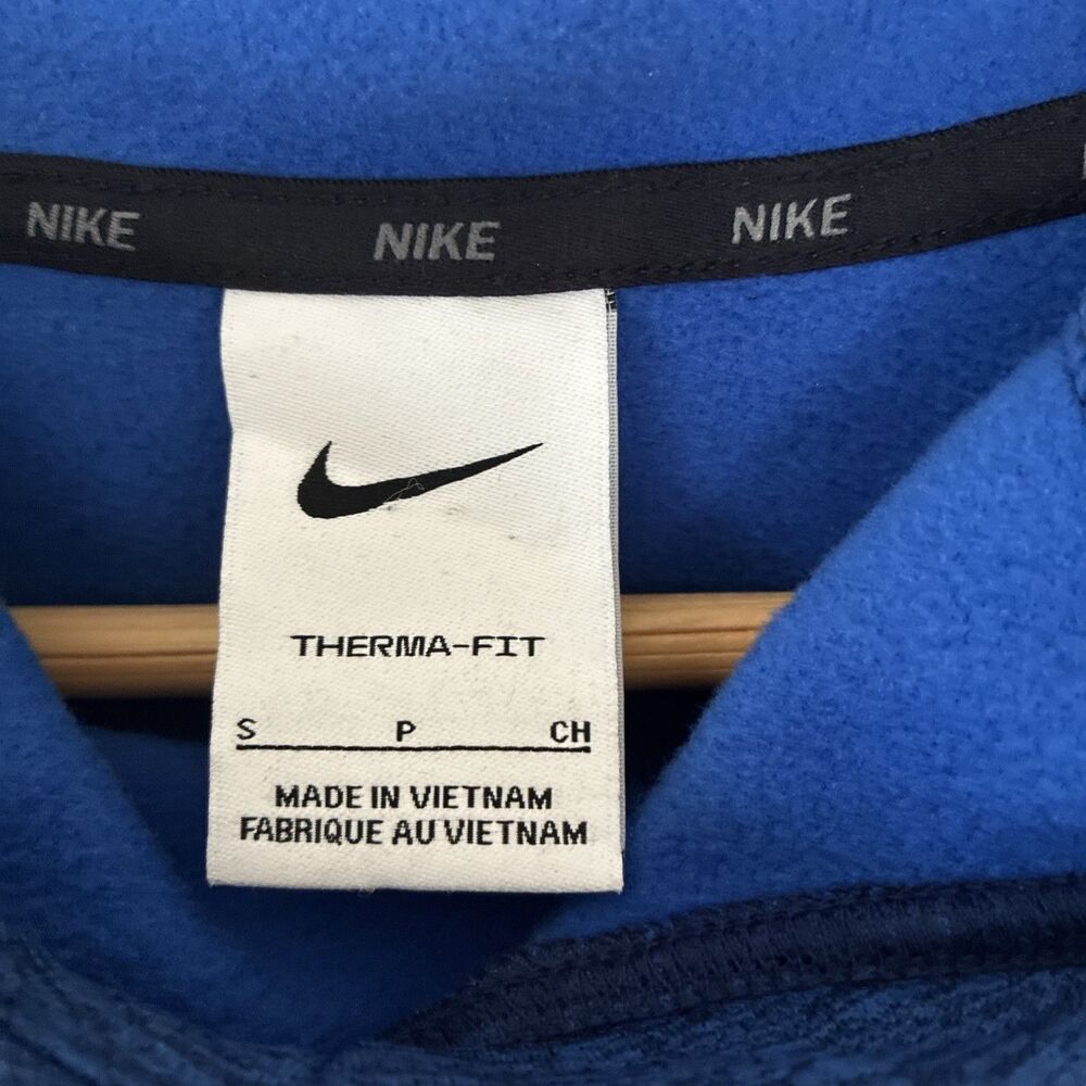Nike Therma-FIT Hoodie Mens Small Blue Pullover Fleece Sweatshirt Swoosh Logo - Picture 3 of 7